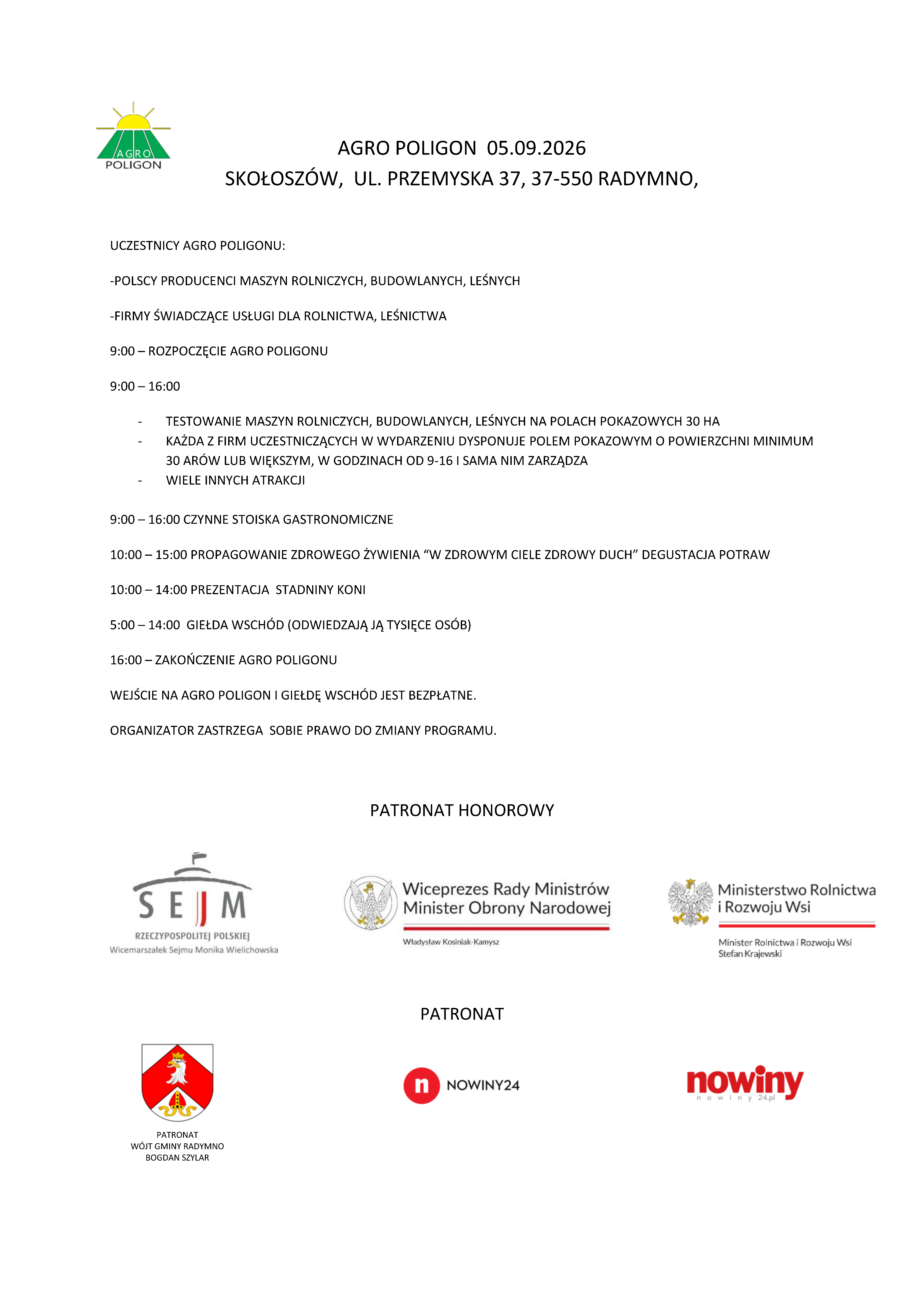Program Agro Poligon 2026